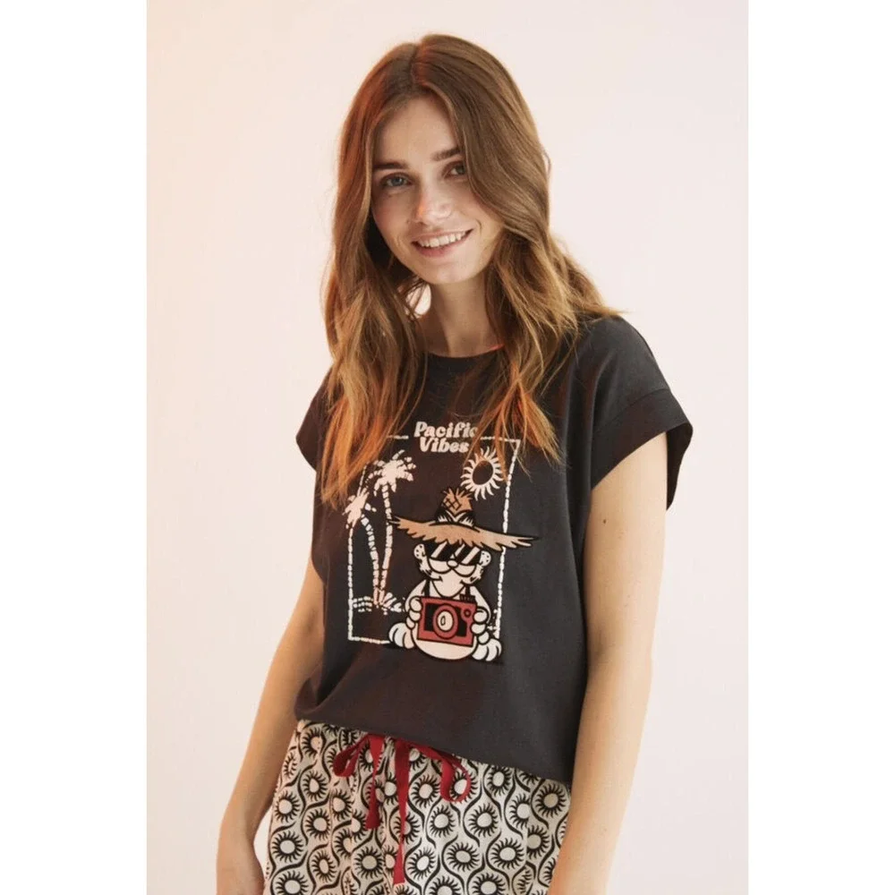 Women's Secret Garfield 2023 NWT Cotton Pajama Shirt Top Women's Size Large
